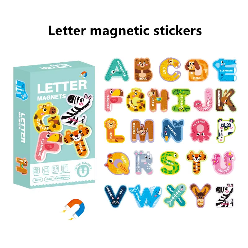 Magnetic Stickers Refrigerator Letters Cognitive Numbers Animal Matching Puzzle Game Baby Early Educational Toys for Children