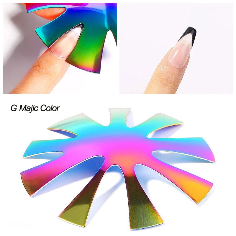 Pro 12 Style Easy French Smile Cut V Line Edge Trimmer Nail Cutter Almond Design Nail Stencil Styling Mold French Manicure Tools