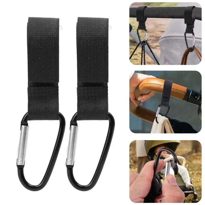 2/1Pcs Baby Stroller Hook Clip Aluminum Alloy Carabiner Cart Organizer Diaper Bag Shopping Pram Hook Hanger Stroller Accessories