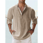 New Men'S Casual Blouse Cotton Linen Shirt Loose Tops Long Sleeve Tee Shirt Spring Autumn Casual Handsome Men'S Shirts