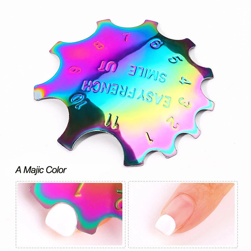 Pro 12 Style Easy French Smile Cut V Line Edge Trimmer Nail Cutter Almond Design Nail Stencil Styling Mold French Manicure Tools