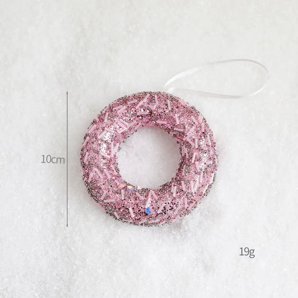 Christmas Tree Ornaments Pink Foam Ball Bow Tree Top Star Xmas Tree Hangings Pendant Party Decorations Supplies 2025 New Year