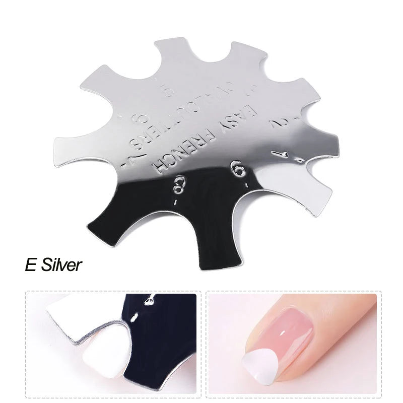 Pro 12 Style Easy French Smile Cut V Line Edge Trimmer Nail Cutter Almond Design Nail Stencil Styling Mold French Manicure Tools