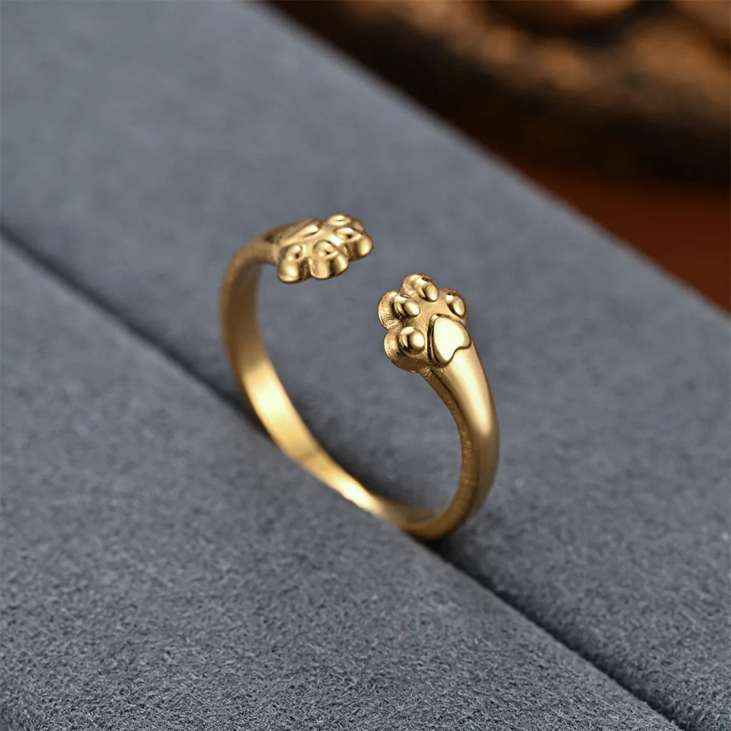 New Hot Selling Fashion Stainless Steel Cat Claw Ring with Adjustable Opening for Women Jewelry Gifts