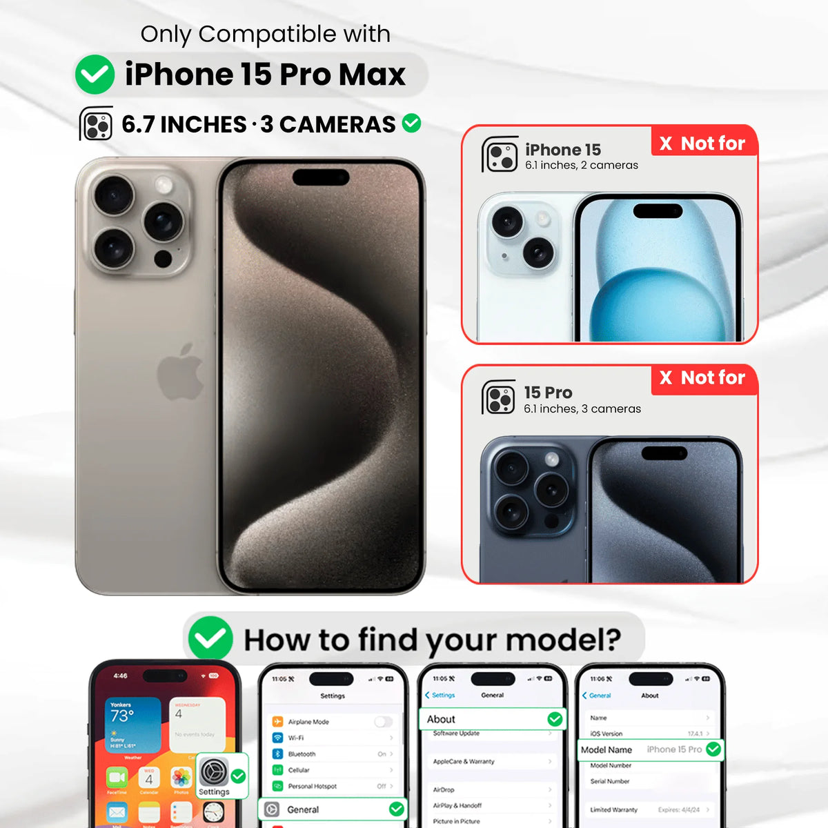 Entronix Magnetic Clear Case Compatible with Iphone 15 Pro Max, Flexible Fashion Cover, Black