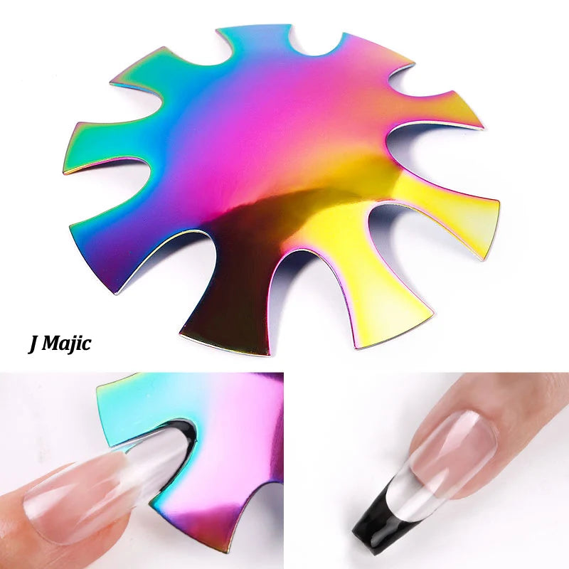 Pro 12 Style Easy French Smile Cut V Line Edge Trimmer Nail Cutter Almond Design Nail Stencil Styling Mold French Manicure Tools