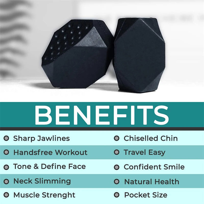 2Pcs 50/60Lbs Jaw Exerciser Redefine Jawline Trainer Double Chin Jawliner Facial Chew Bite Muscle Anti-Stress Face Fitness Ball