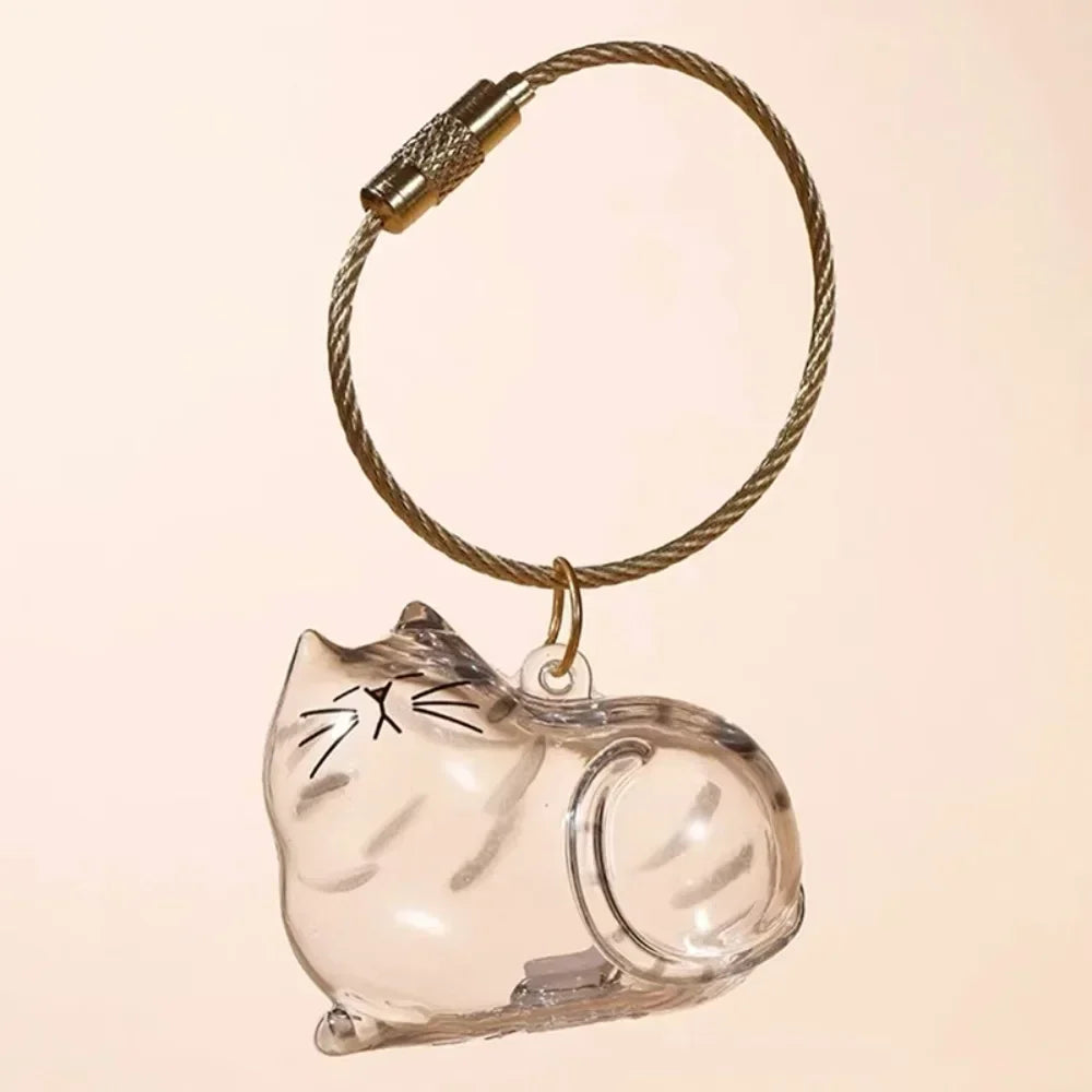 Small Ornaments Cat Fur Storage Pendant Transparent Container Handmade Design Stylish Keychain Cute Cat Shaped