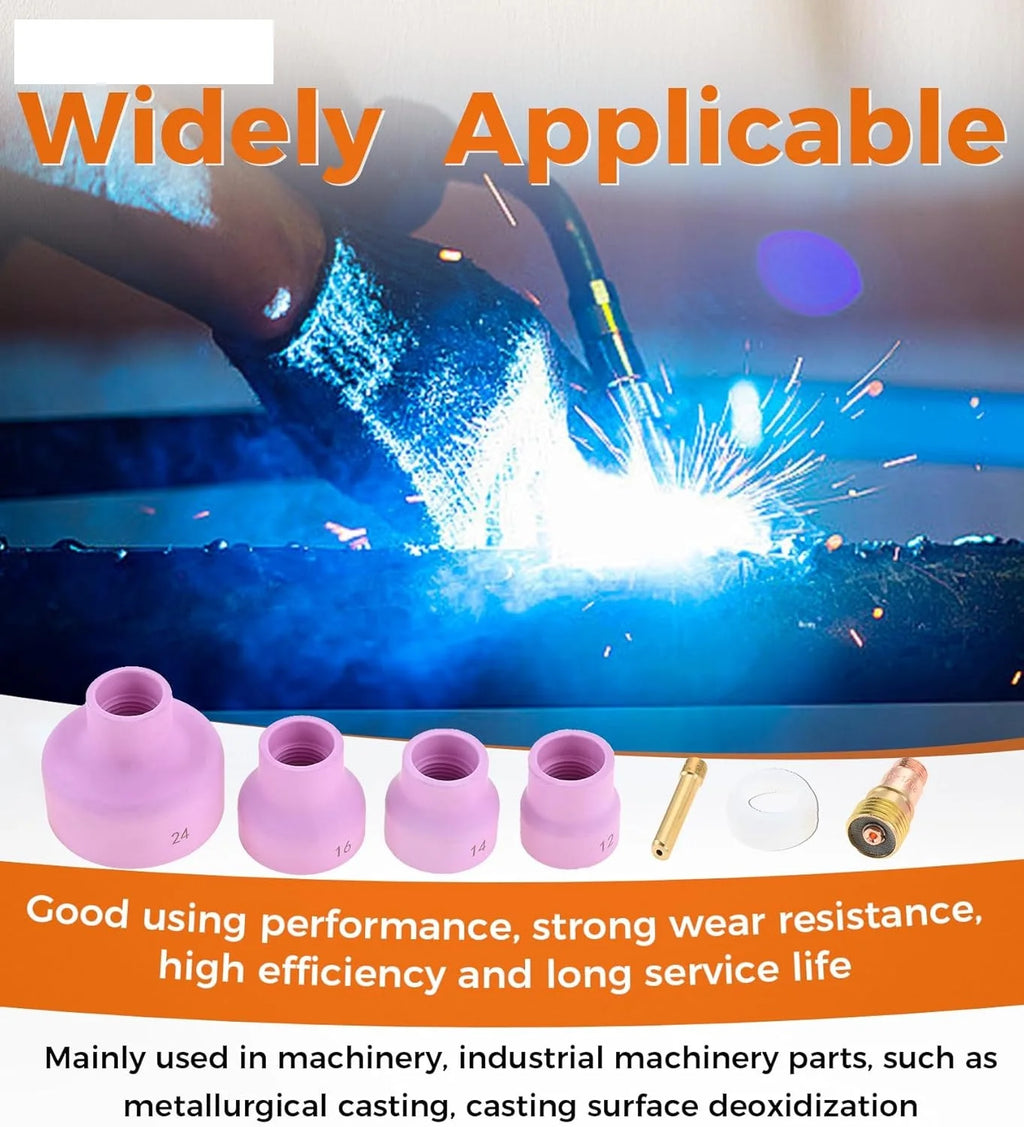 Ceramic Welding Cup Set #12#14#16#24 Tig Welding Cups Alumina Torch Gas Lens Kit Industrial Supplies WP‑17/18/26 1.6