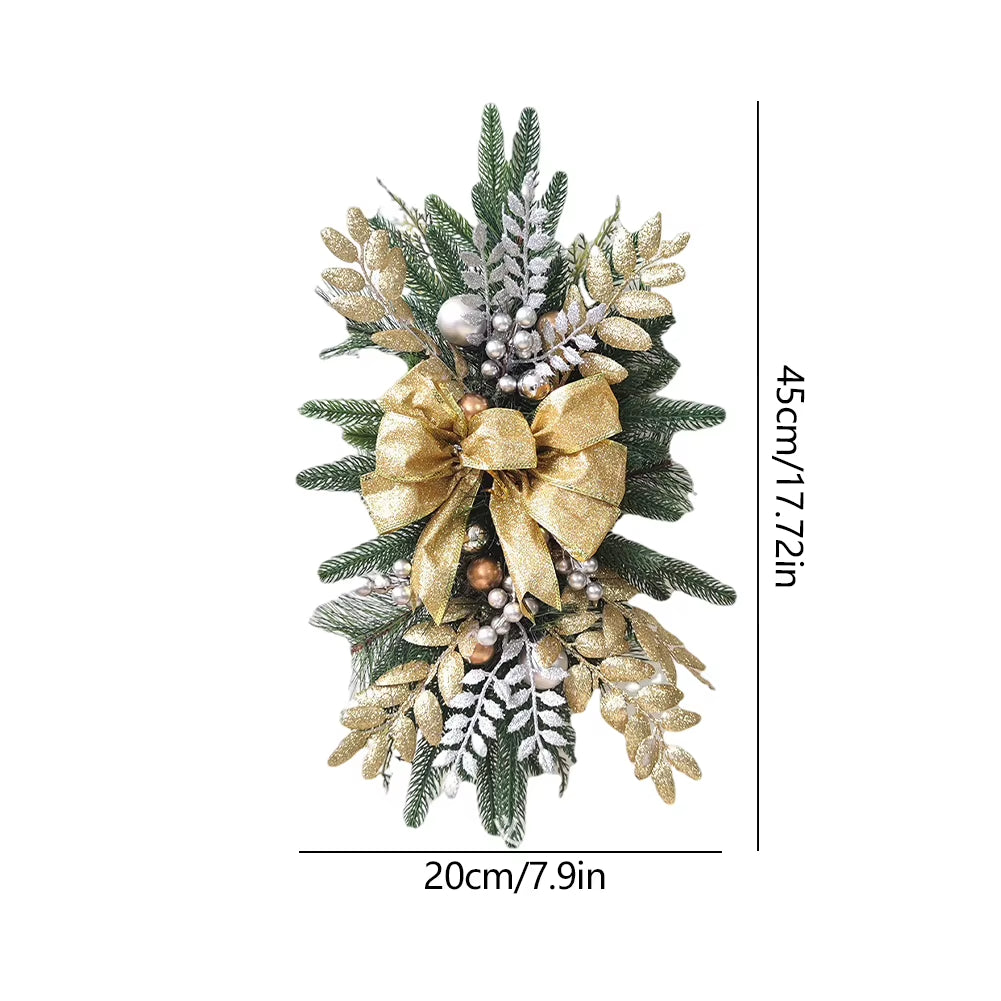 Christmas Wreath Pendants Without/With Light Atmosphere Decorative Stair Garland Home Door Window Ornaments Party Supplies Gift