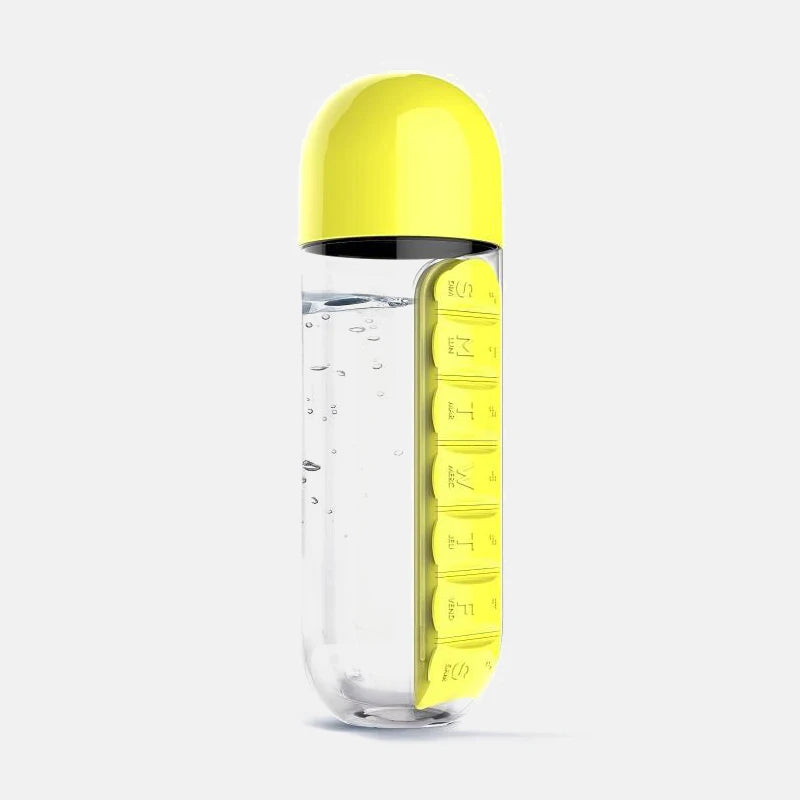 2 in 1 600Ml 7 Grids Medicine Box Water Cup Sports Plastic Water Bottle Combine Daily Pill Boxes Organizer Drinking Bottles
