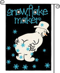 Snowman Snowflake Maker Garden Flag 12X18 Inch, Home Christmas Winter Snowman Outdoor Garden Flag Decoration -A