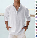 New Men'S Casual Blouse Cotton Linen Shirt Loose Tops Long Sleeve Tee Shirt Spring Autumn Casual Handsome Men'S Shirts
