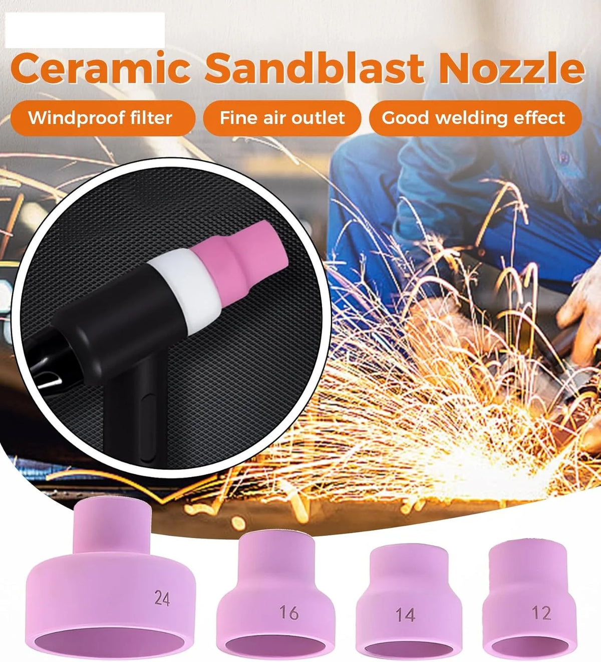 Ceramic Welding Cup Set #12#14#16#24 Tig Welding Cups Alumina Torch Gas Lens Kit Industrial Supplies WP‑17/18/26 1.6