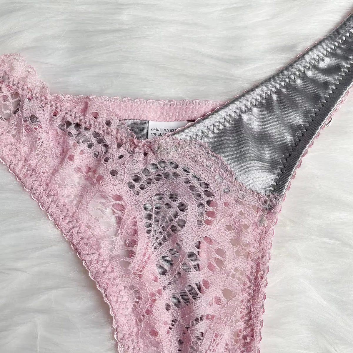Chuangerm Spot 2025 Hot Sale Lace Lingerie Set Women Satin Color Hallow Out 2-Piece Sheer Bra Panty Underwear Set Sexy Lingerie
