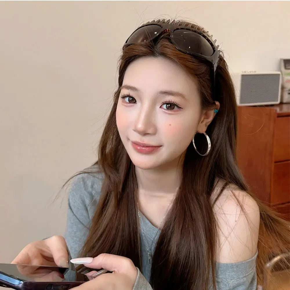 Comb Shaped Sunglasses Headband Sunscreen Leopard Print Glasses Hair Band Sunshade Korean Style Headwear Women Hair Hoop Women