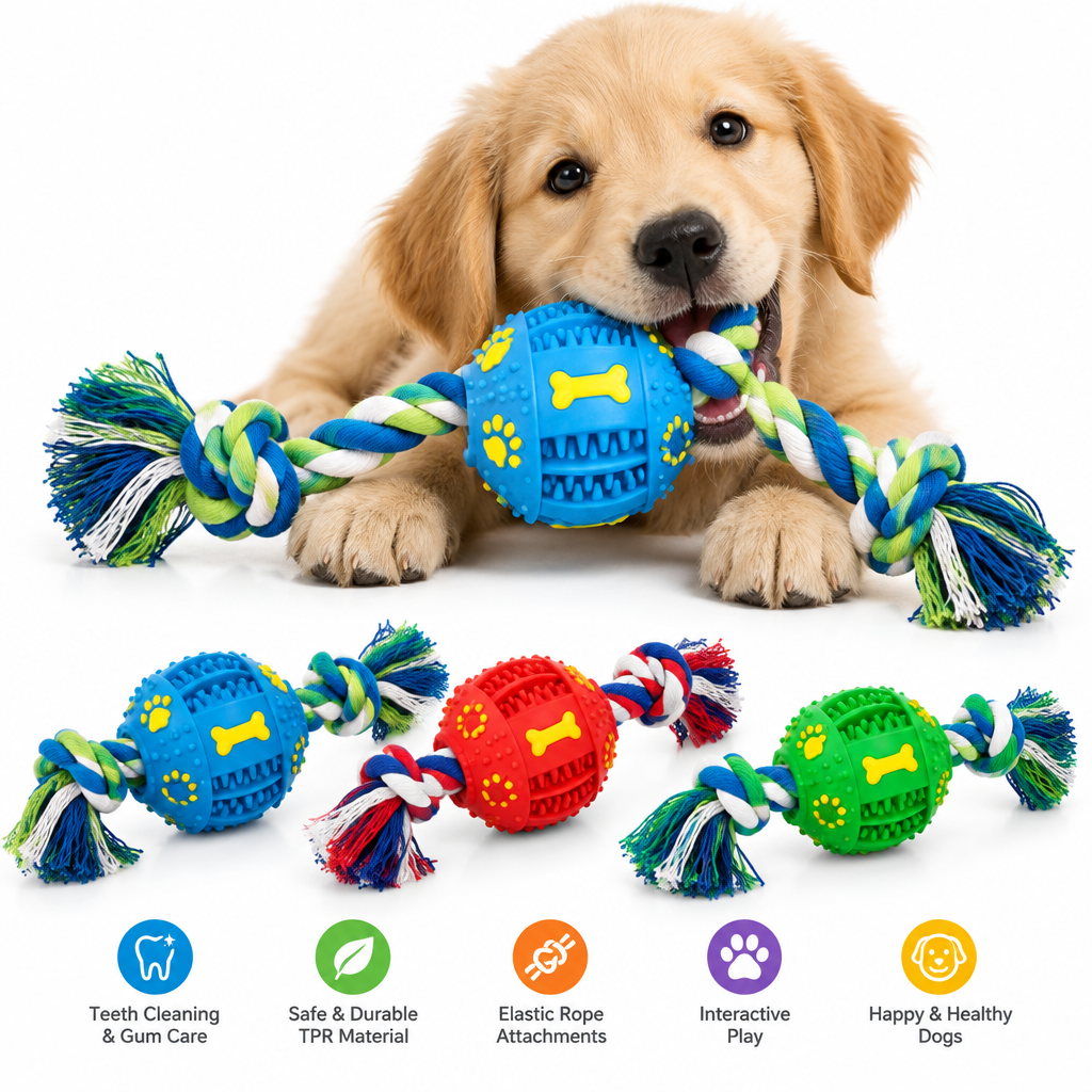 Dog Toys Pet Puppy Interactive Suction Cup Push TPR Ball Toys Molar Bite Toy Elastic Ropes Dog Tooth Cleaning Chewing Supplies