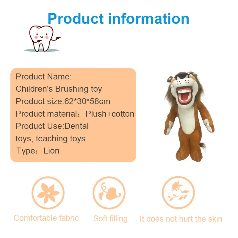 Large Dental Plush Toys With Teeth Model Toothbrush Cute Soft Doll Animals Plush Toys  Child Dentist Gifts Dentistry Accessories
