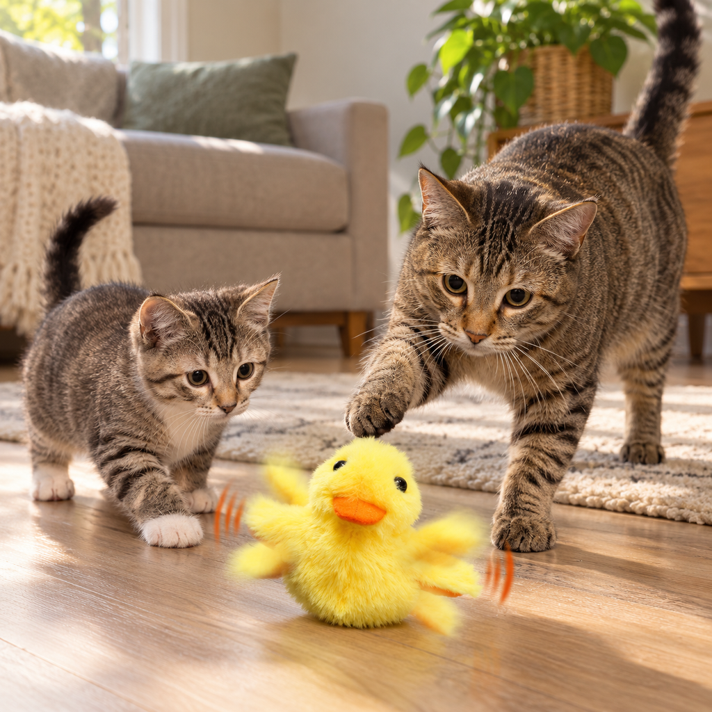 Smart Flapping Duck Cat Toys Interactive Electric Bird Toys Washable Cat Plush Toys with Vibration Sensor Cats Game Toys Kitten