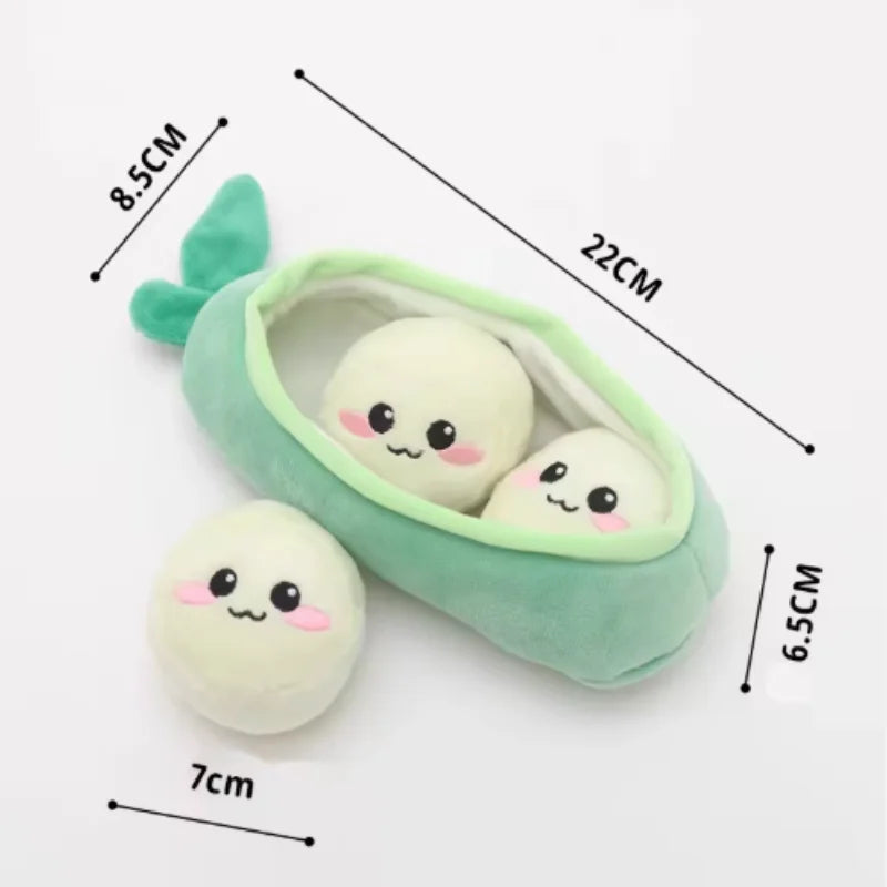 Pea Pod Pet Toys Dog Toys Plush Squeaky Hide and Seek Puzzle Toy Interactive Snuffle Toy Stress Relief Bite‑Resistant Play Toy