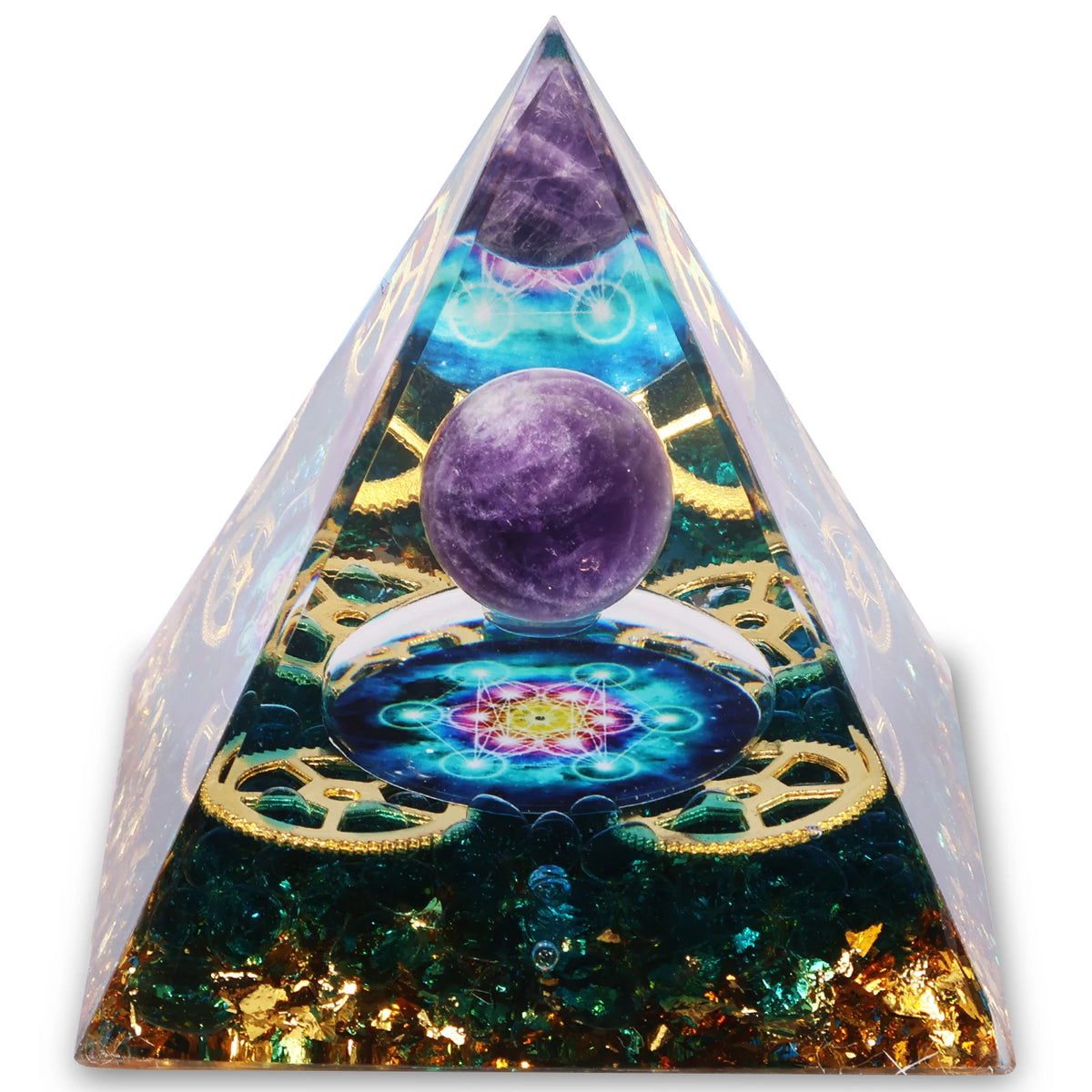 Crystal Pyramid Reiki Energy Pyramid Decor Handmade Meditation Pyramid Ornament Energy Protection Crystal Generator for Office