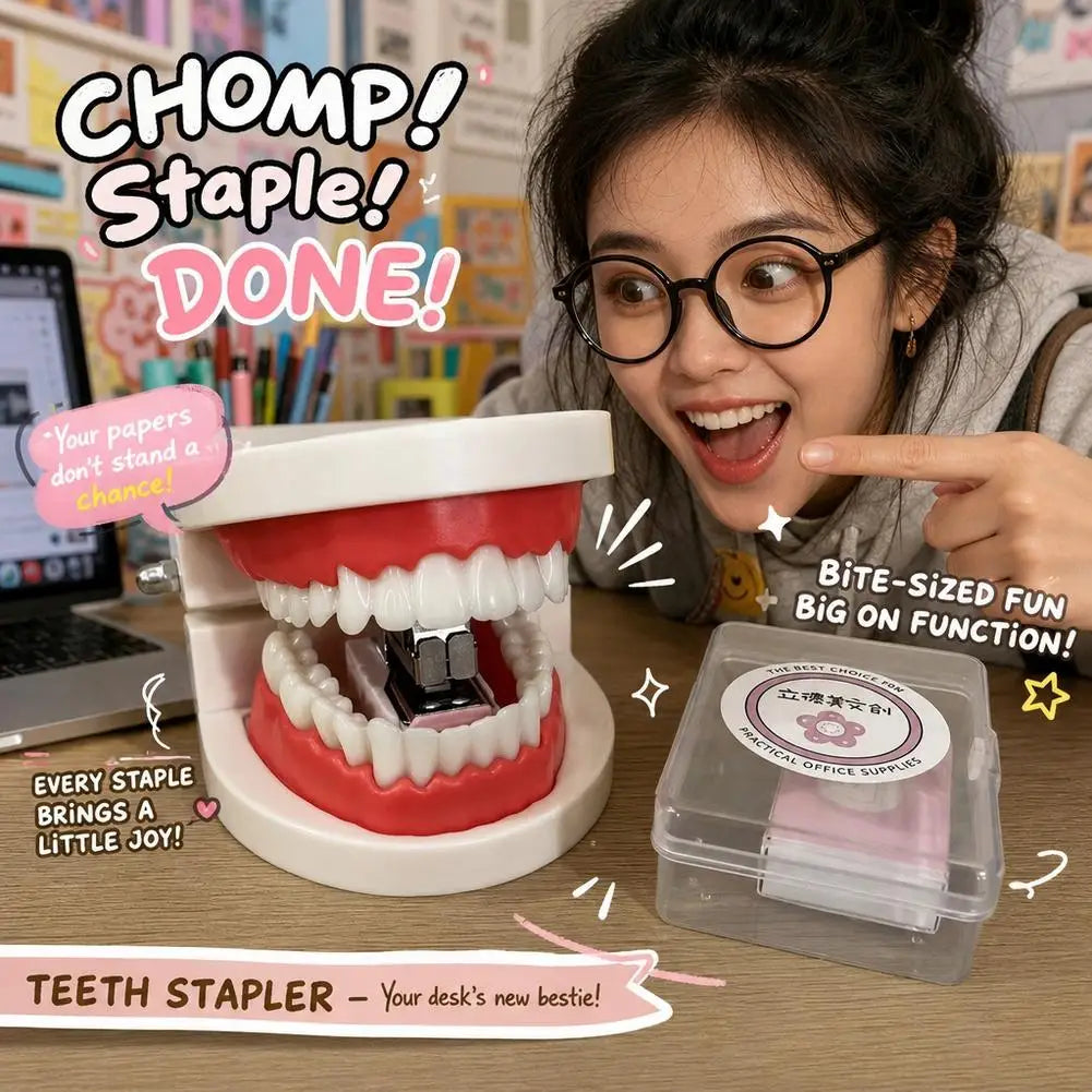 Creative Tooth Stapler Prank False Teeth Stapler Student Stationery Abstract Prank Tools Simple Personalized Gadgets