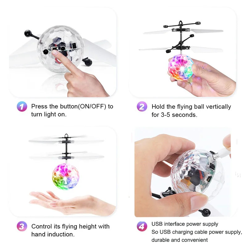 Unique Toy Gesture-controlled Colorful Luminous Crystal Ball Pendant Children's Unique Gift Remote-controlled Sensing Light Ball
