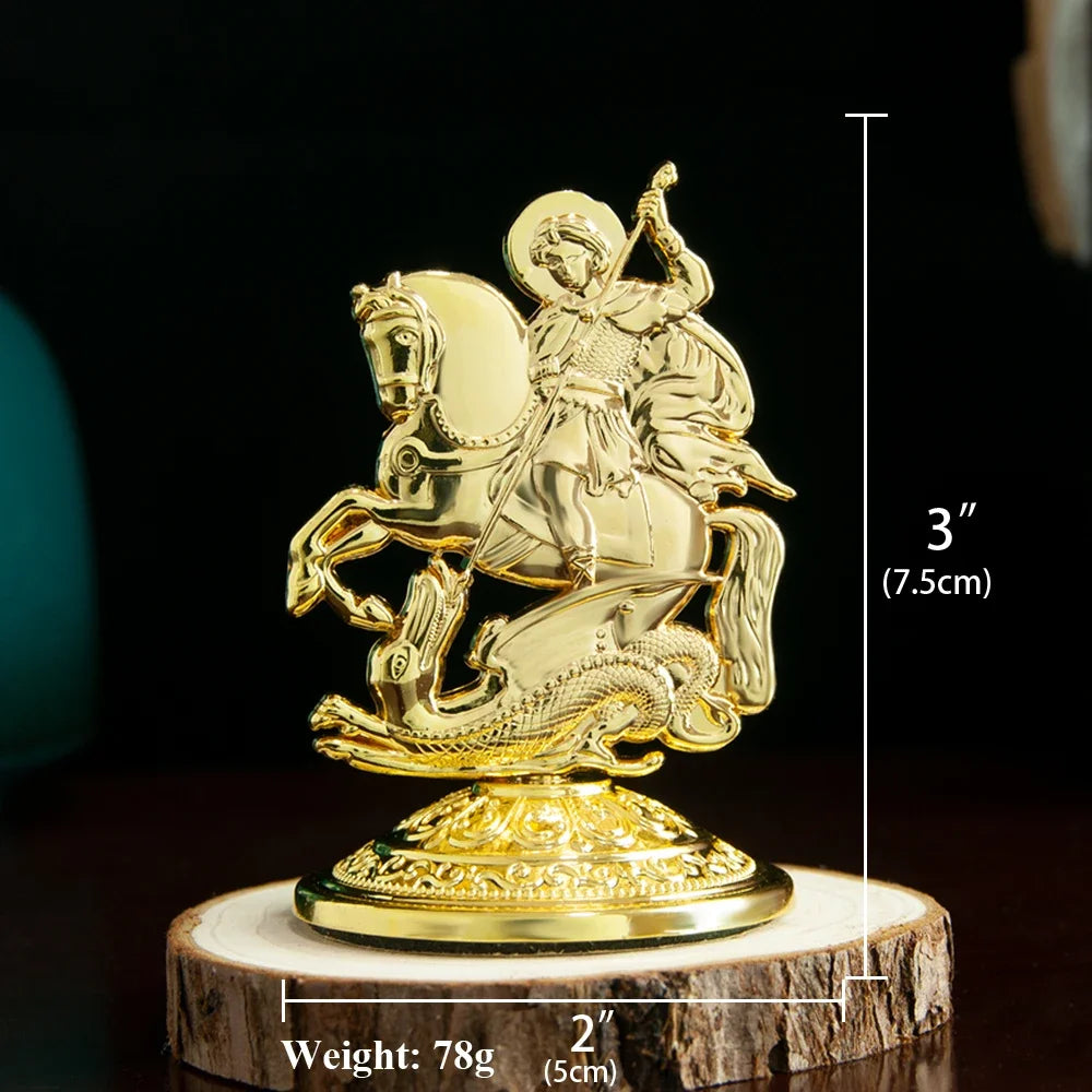 New 2026 Orthodox Myth George Killing Snake Icon Gold Plated Religion Gift Box Church Home Table Stand Religion Statue Box Gift