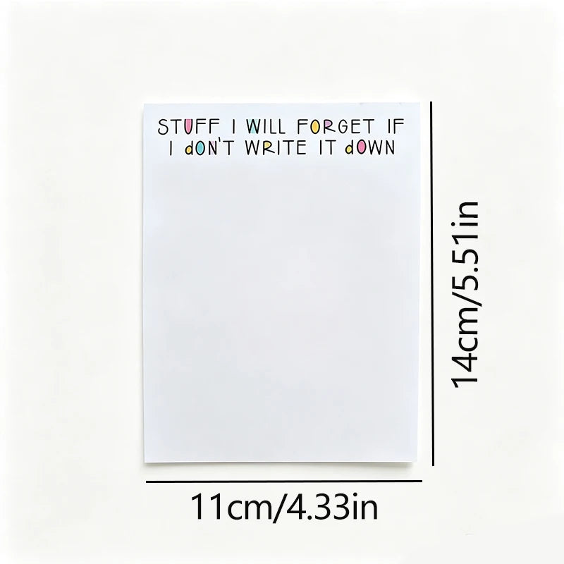 Random Stuff Notepad, Daily Sticky Notes Memo Pad Portable Planner for Coworkers, Funny Office Gifts