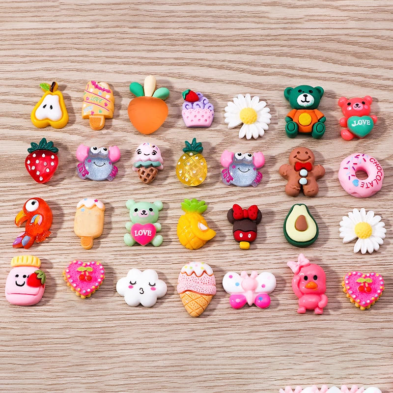 Tusember Mix Charms Resin Candy Color Animals Food Fruit Flat Backs Charms for Earrings Necklace Pendant DIY Making Accessories