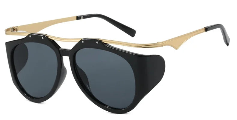 Unique Punk Sunglasses for Women Fashion Luxury Brand Unique Big Frame Round  Sun Glasses Outdoor Cycling Trendy Glasses Eyewear