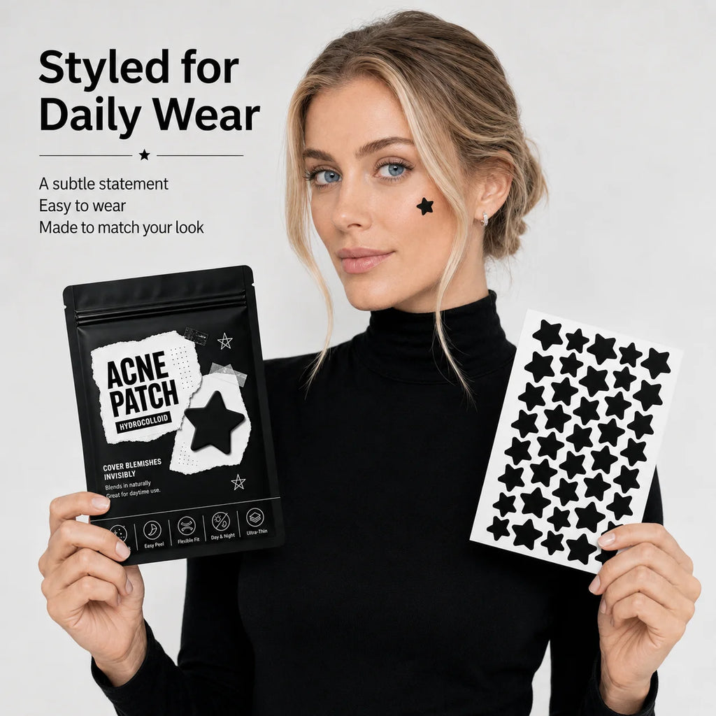 240pcs Black Star-Shaped Hydrocolloid Pimple Patches, Clear-Look, Easy Peel, Flexible Fit for Everyday Styling & Day/Night Wear