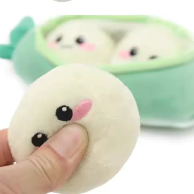 Pea Pod Pet Toys Dog Toys Plush Squeaky Hide and Seek Puzzle Toy Interactive Snuffle Toy Stress Relief Bite‑Resistant Play Toy