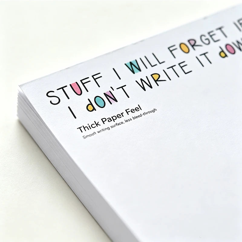 Random Stuff Notepad, Daily Sticky Notes Memo Pad Portable Planner for Coworkers, Funny Office Gifts