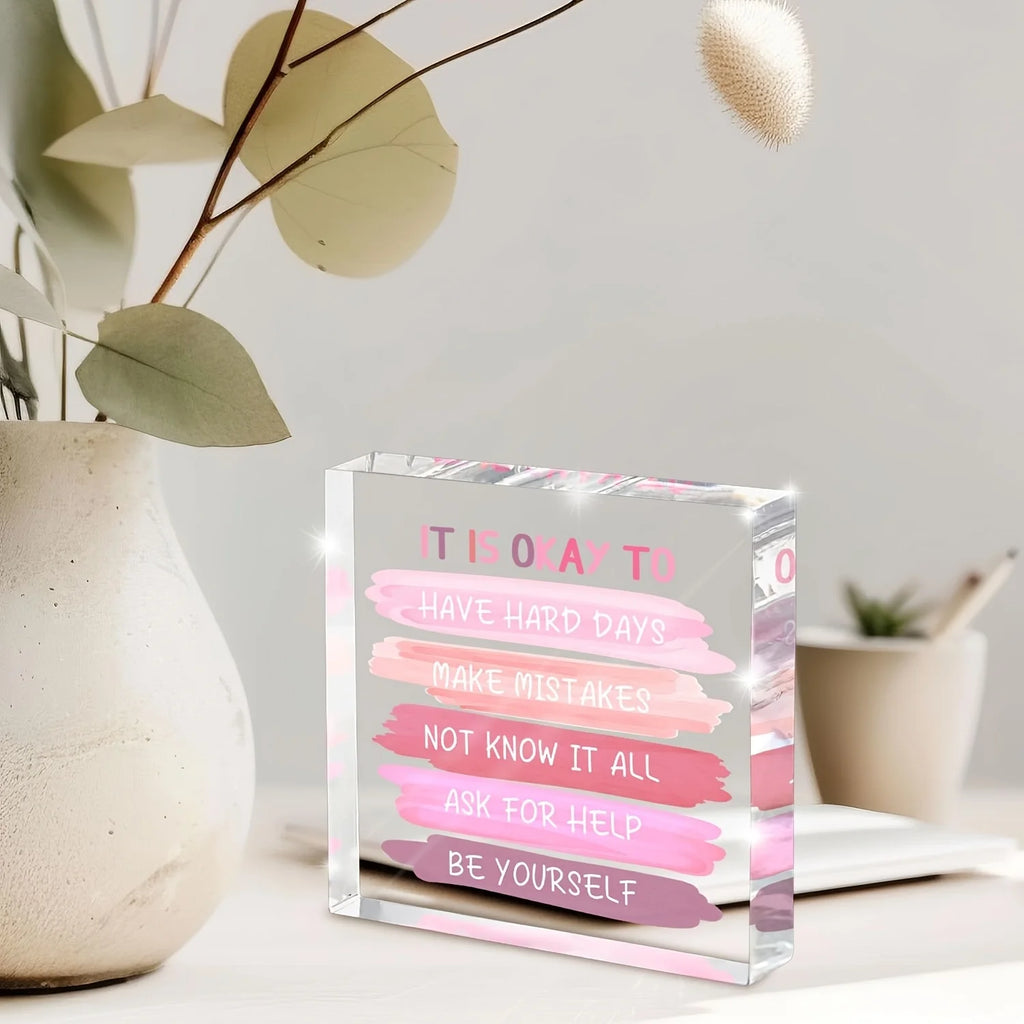 Mental Health Decor - Pink Office Decor Ornamenta Teacher Desk L- Inspirational Gifts for Women - Mental Health Present