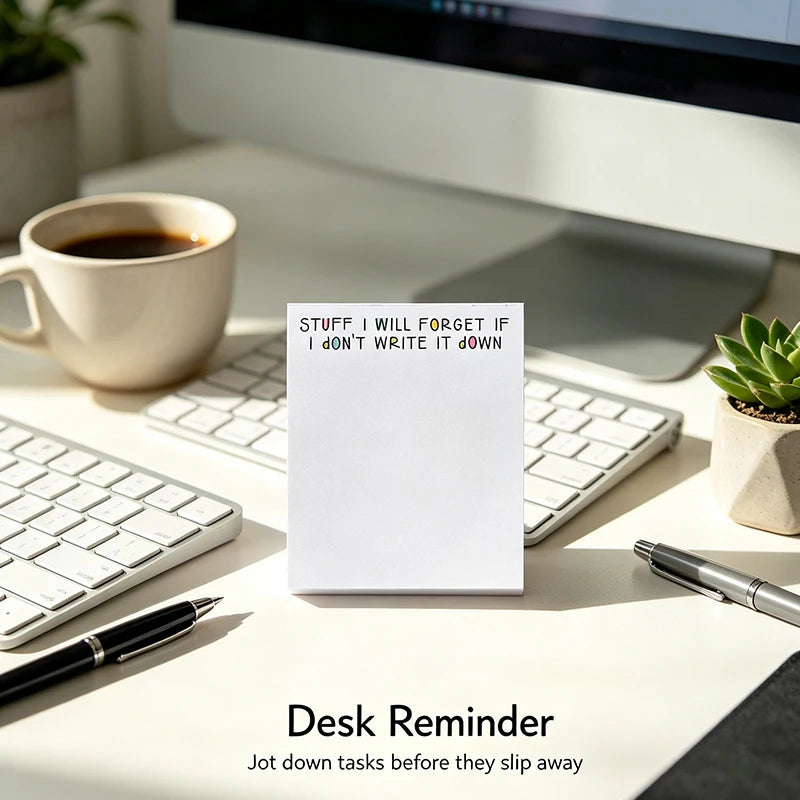 Random Stuff Notepad, Daily Sticky Notes Memo Pad Portable Planner for Coworkers, Funny Office Gifts