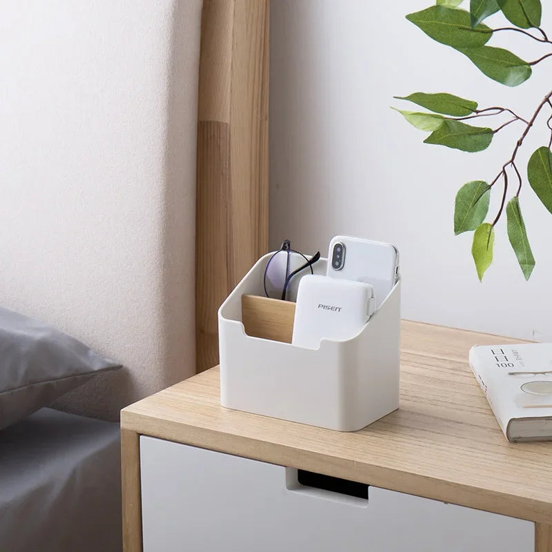 Plastic Desktop Storage Box for Remote Controls Tissues Cosmetics Office Supplies Living Room Organization