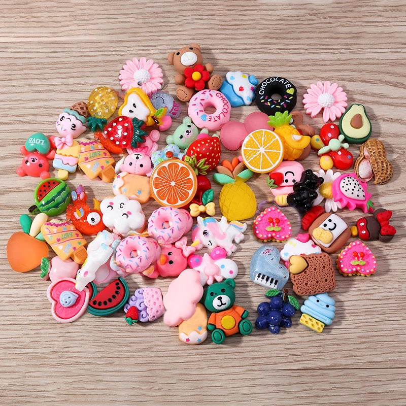 Tusember Mix Charms Resin Candy Color Animals Food Fruit Flat Backs Charms for Earrings Necklace Pendant DIY Making Accessories