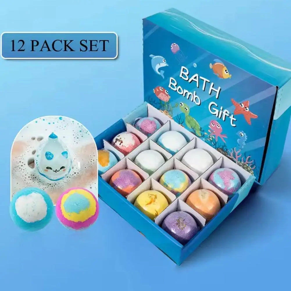 Kids Bath Bombs with Surprise Inside, Fizzy Spa Balls Gift Set with Animal Toys, Educational, Fun Relaxing Holiday Gift for Kids