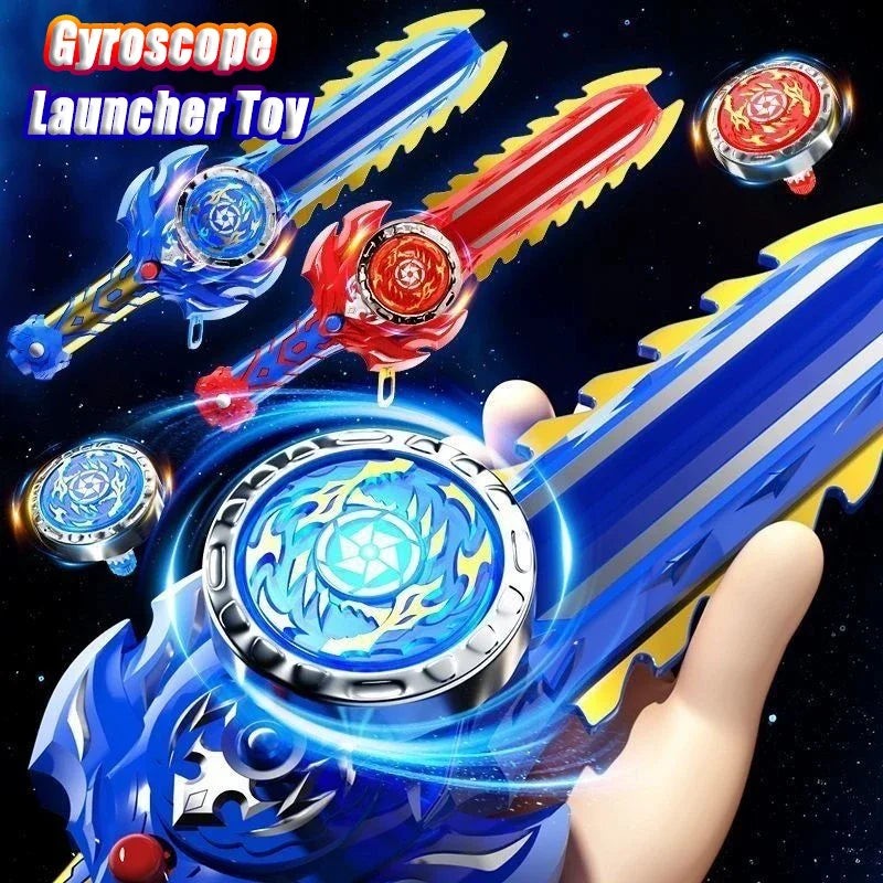 Kids Battle Gyro Toy Set - Sword-Shaped Launcher Spinning Tops, Multiplayer Interactive Game, Cool Sword & Gyro Combo Toy