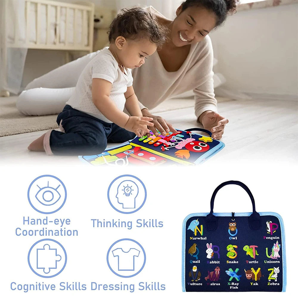 Kids Busy Board Toy – Enhances Fine Motor Skills, Fun Learning Game for Home & Classroom, Travel Toy, Birthday Gift for Boys and