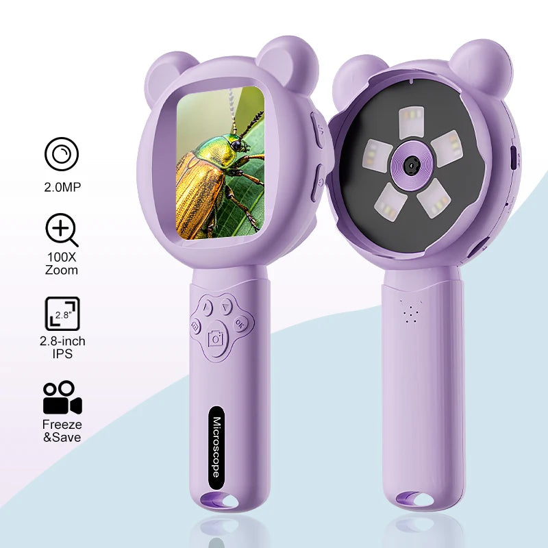 Kids Portable Handheld Magnifying Digital Microscope for Children Educational Science Toys Christmas Birthday Gifts