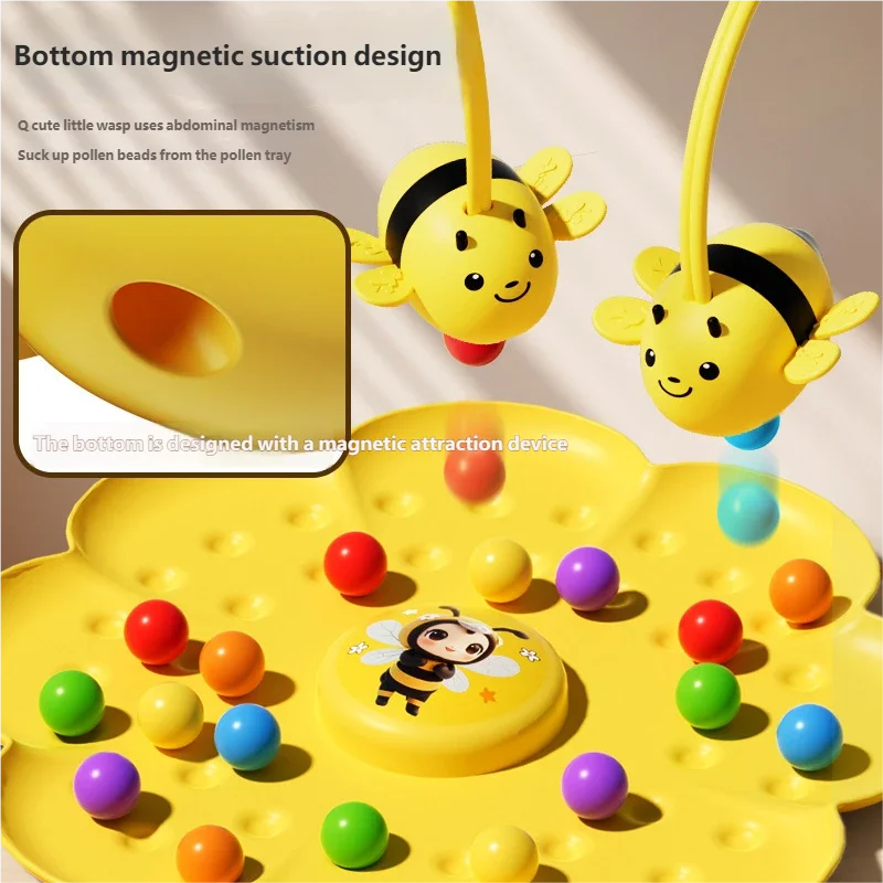 Kids Bee Magnetic Bead Toys Parent Child Interactive Board Game Fun Toys for Boys Girls Party Bee Hooking Toys Christmas Gifts