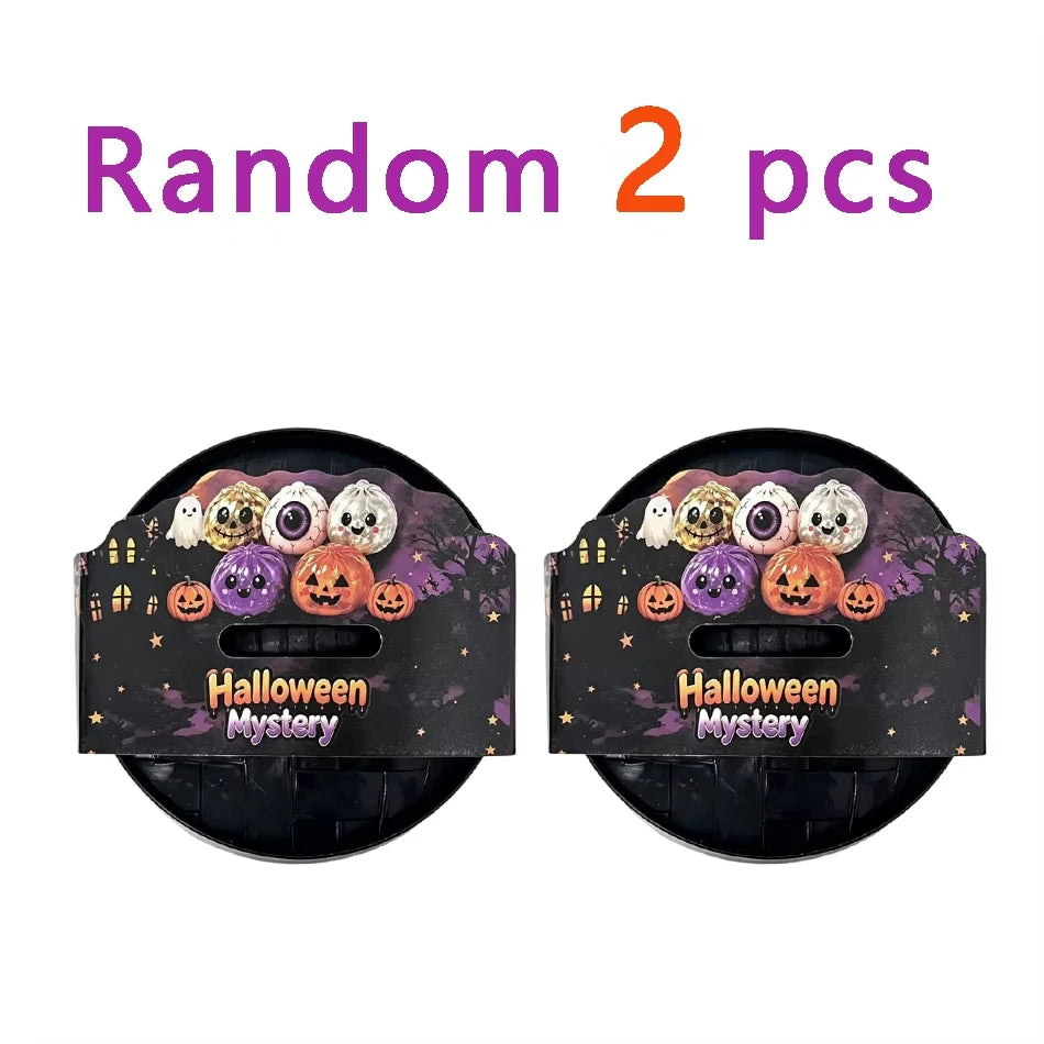 12 Styles Halloween Mystery Blink Box Squishy Toy Glitter Pumpkin Eyeball Skull Bun Squeeze Fidget Toy Soft Stretchy ASMR