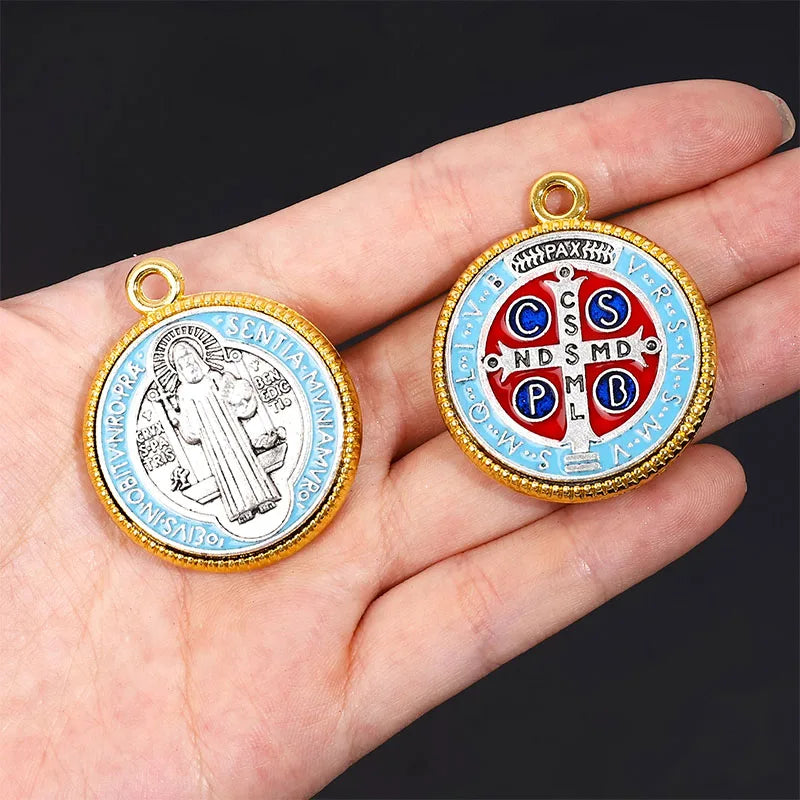 St Benedict Cross Amulet, St Benedict Medal Holder Pendant Jewelry Religion 35mm