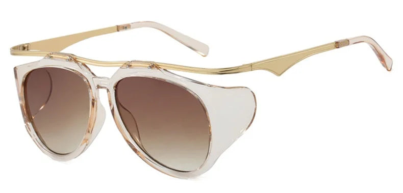 Unique Punk Sunglasses for Women Fashion Luxury Brand Unique Big Frame Round  Sun Glasses Outdoor Cycling Trendy Glasses Eyewear