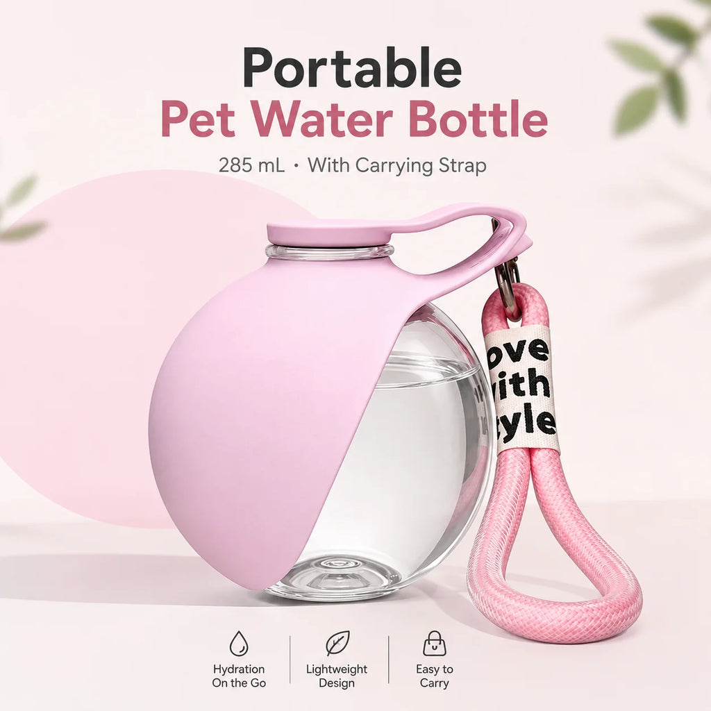 1 Pc Portable Pet Water Bottle，Round Clear Water Cup，Leak‑Proof Travel Water Dispenser For Dog Walking Outdoor Hiking Trip