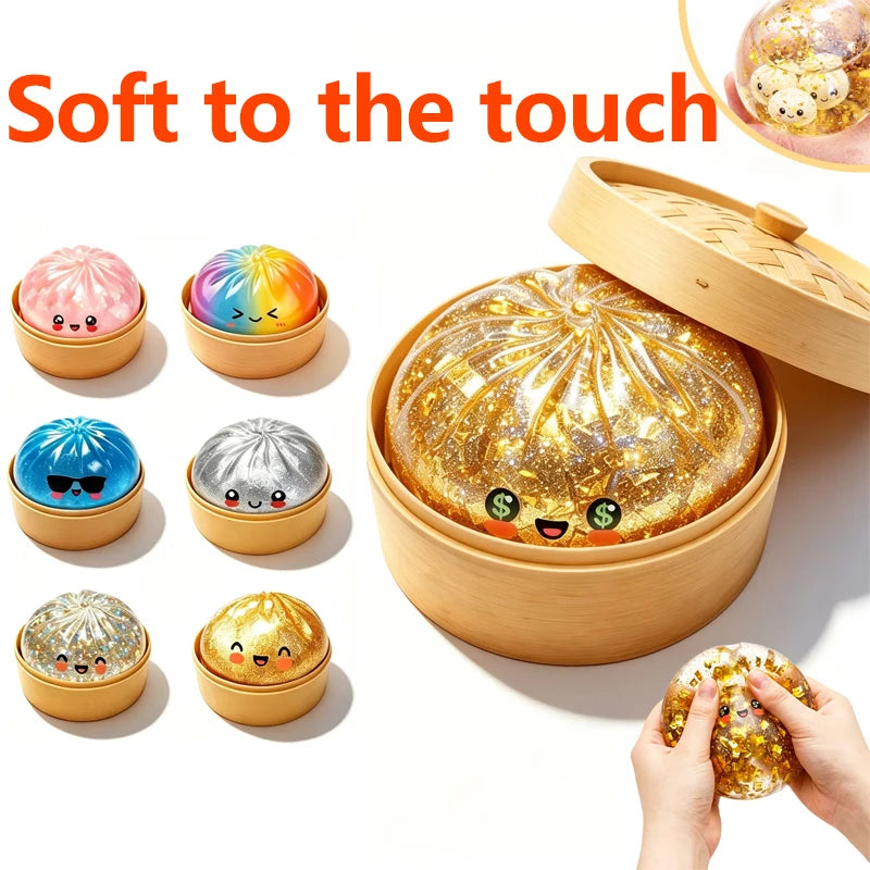 Bao Bun Squishy Stress Relief Toy with Food Steamer and Storage Box