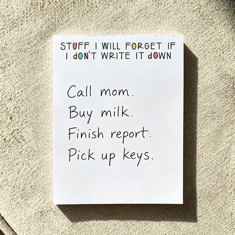 Random Stuff Notepad, Daily Sticky Notes Memo Pad Portable Planner for Coworkers, Funny Office Gifts