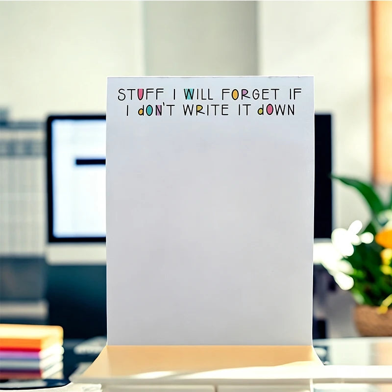 Random Stuff Notepad, Daily Sticky Notes Memo Pad Portable Planner for Coworkers, Funny Office Gifts